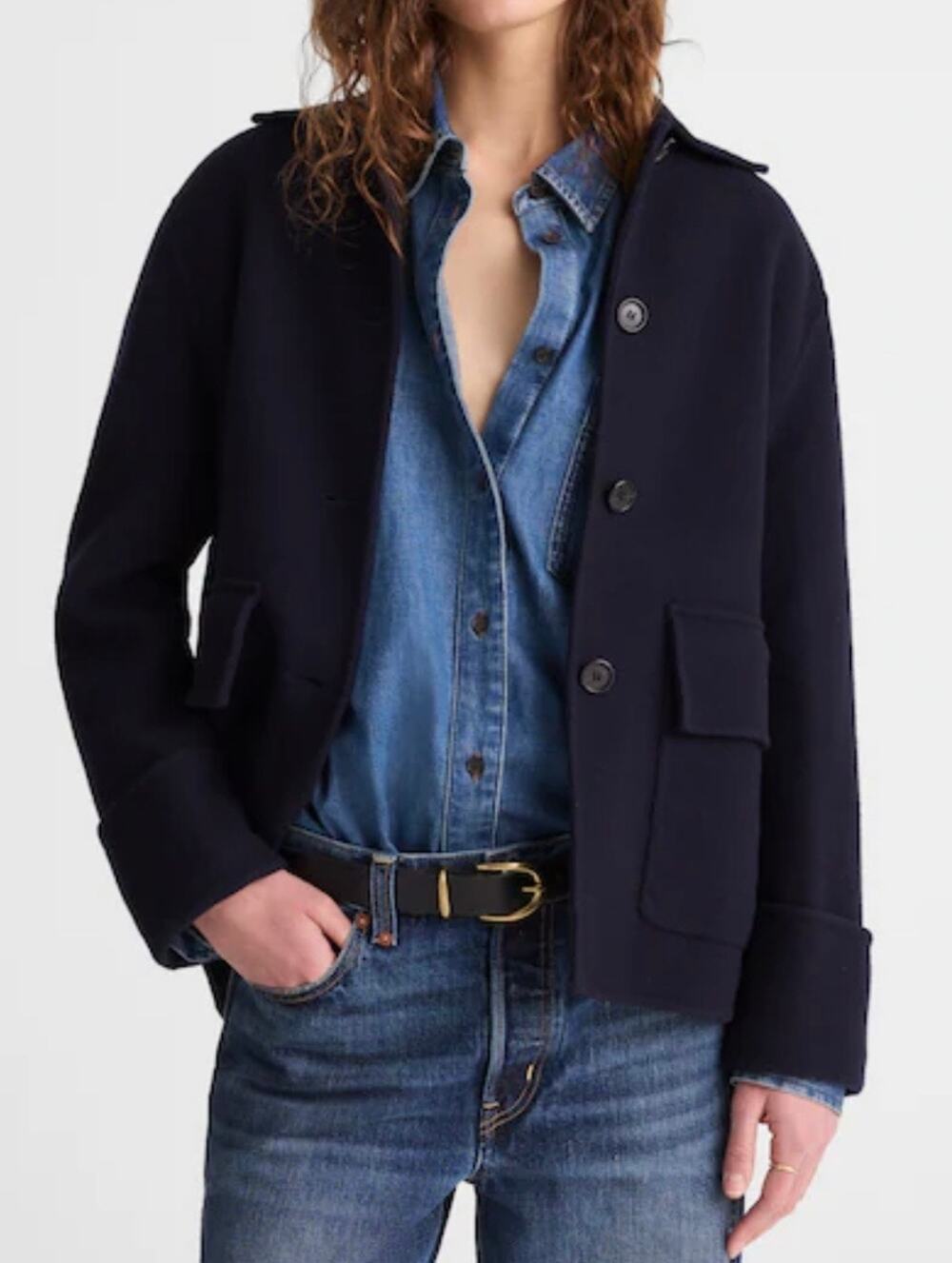 Madewell Double-Faced Chore Jacket Italian Wool Navy S NWT